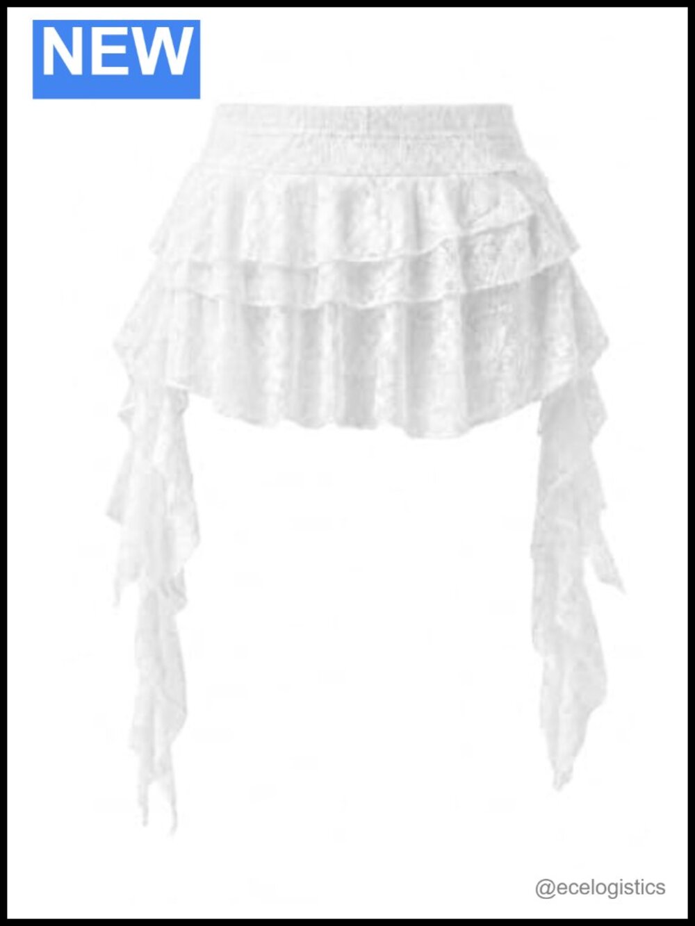 Y2K Lace Mini Skirt Asymmetrical Ruffle Pleated Layered Festival Rave